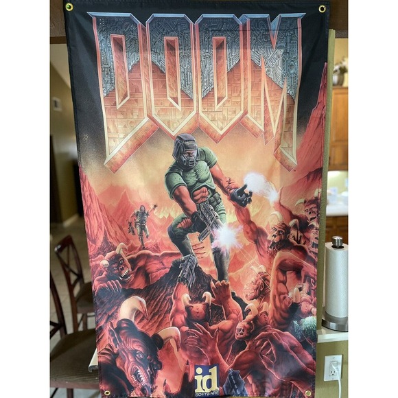 Doom 5ft Flag PC 1993 id Software Banner Poster